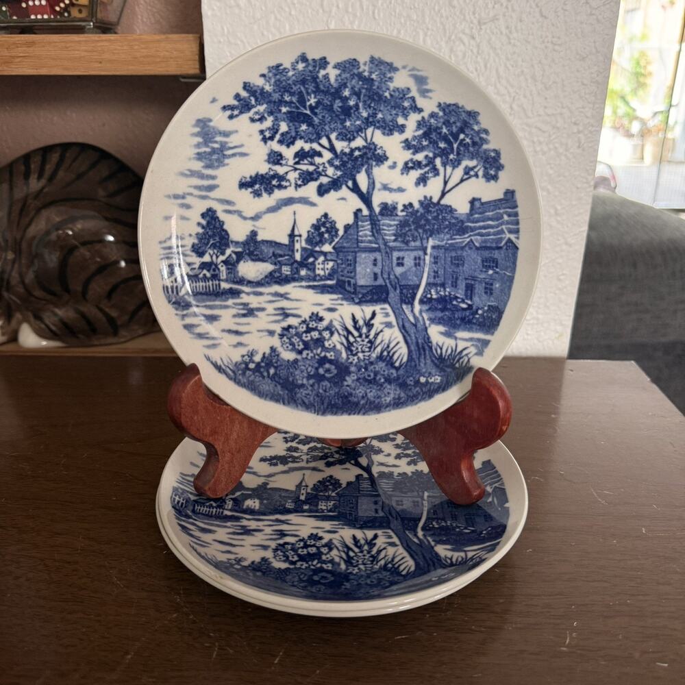 Vintage English Village China ~ JAPAN 6" SAUCERS. Lot of 3